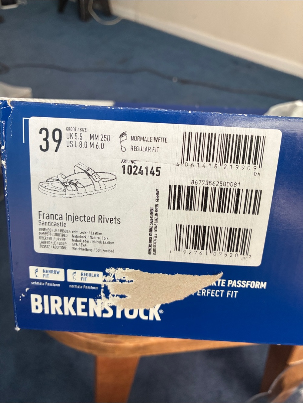 NEW! Birkenstock Franca leather sandals with injected rivets in sandcastle - Picture 3 of 14